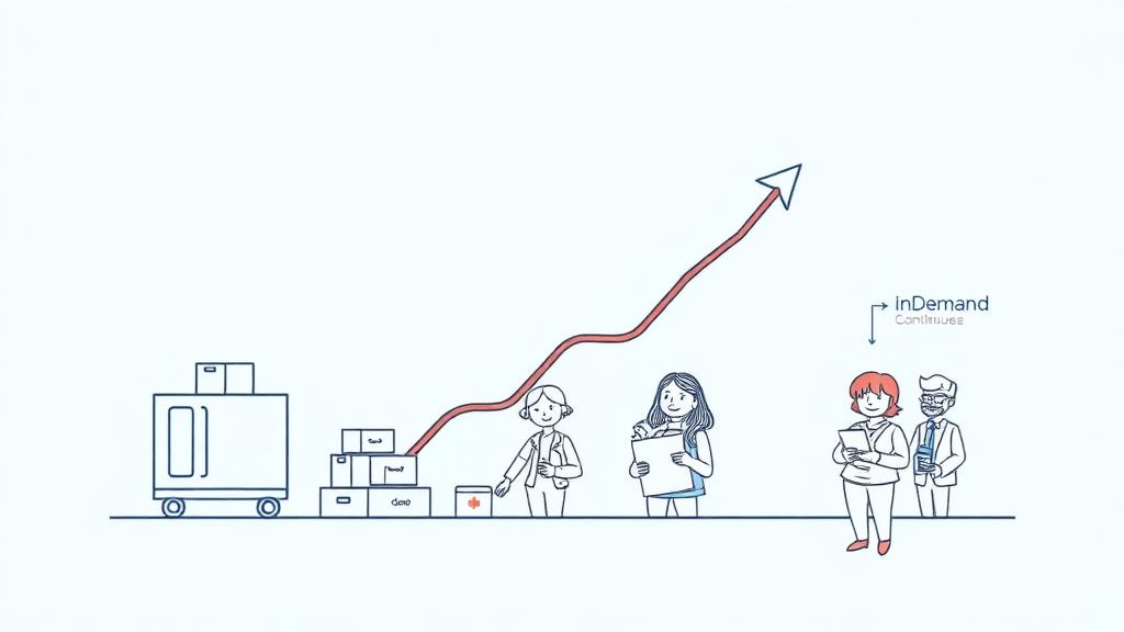 Indiegogo post-campaign growth illustration showing packages, growth chart, and happy customers with InDemand symbol