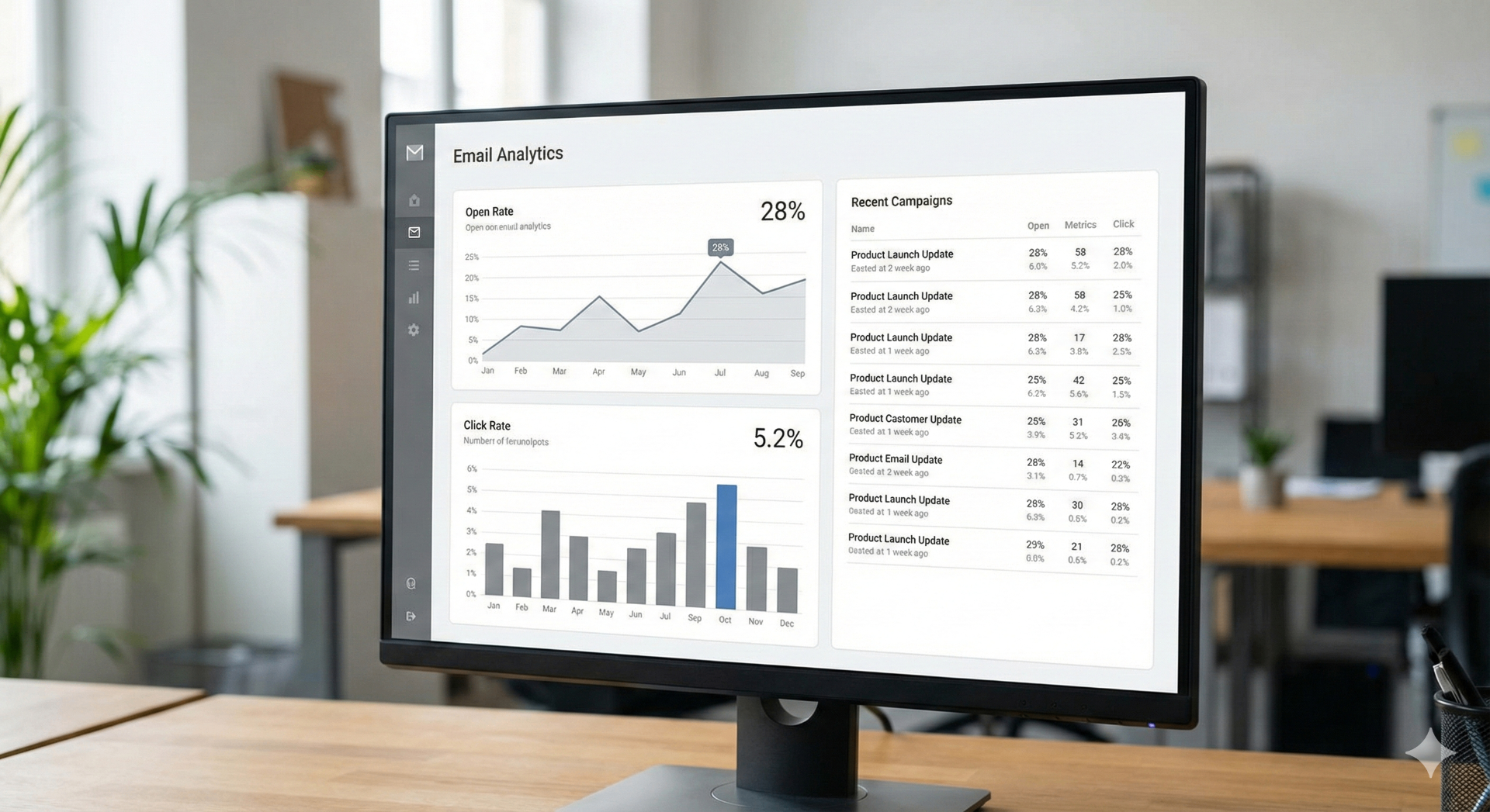 Analytics dashboard showing open rates and clicks for live Kickstarter campaign emails