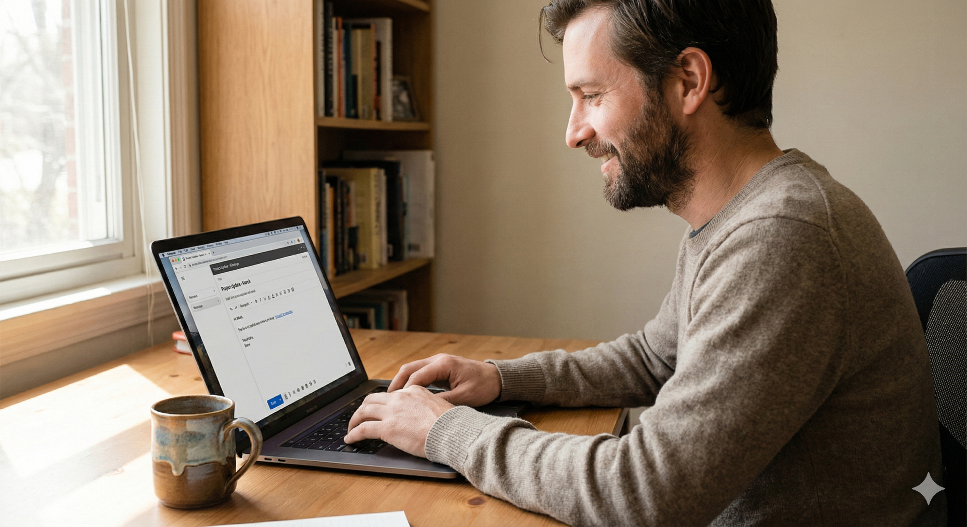 Founder writing a thank you and update email to Kickstarter backers after the campaign