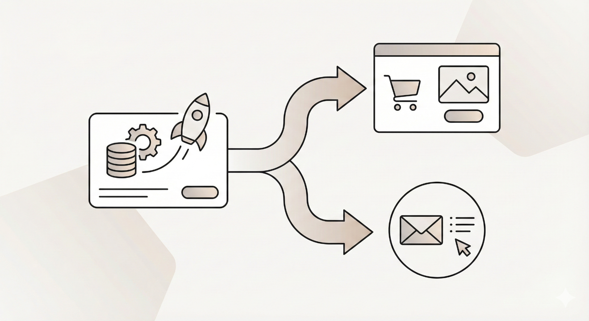Diagram of the flow from Kickstarter campaign page to Shopify product page and email list
