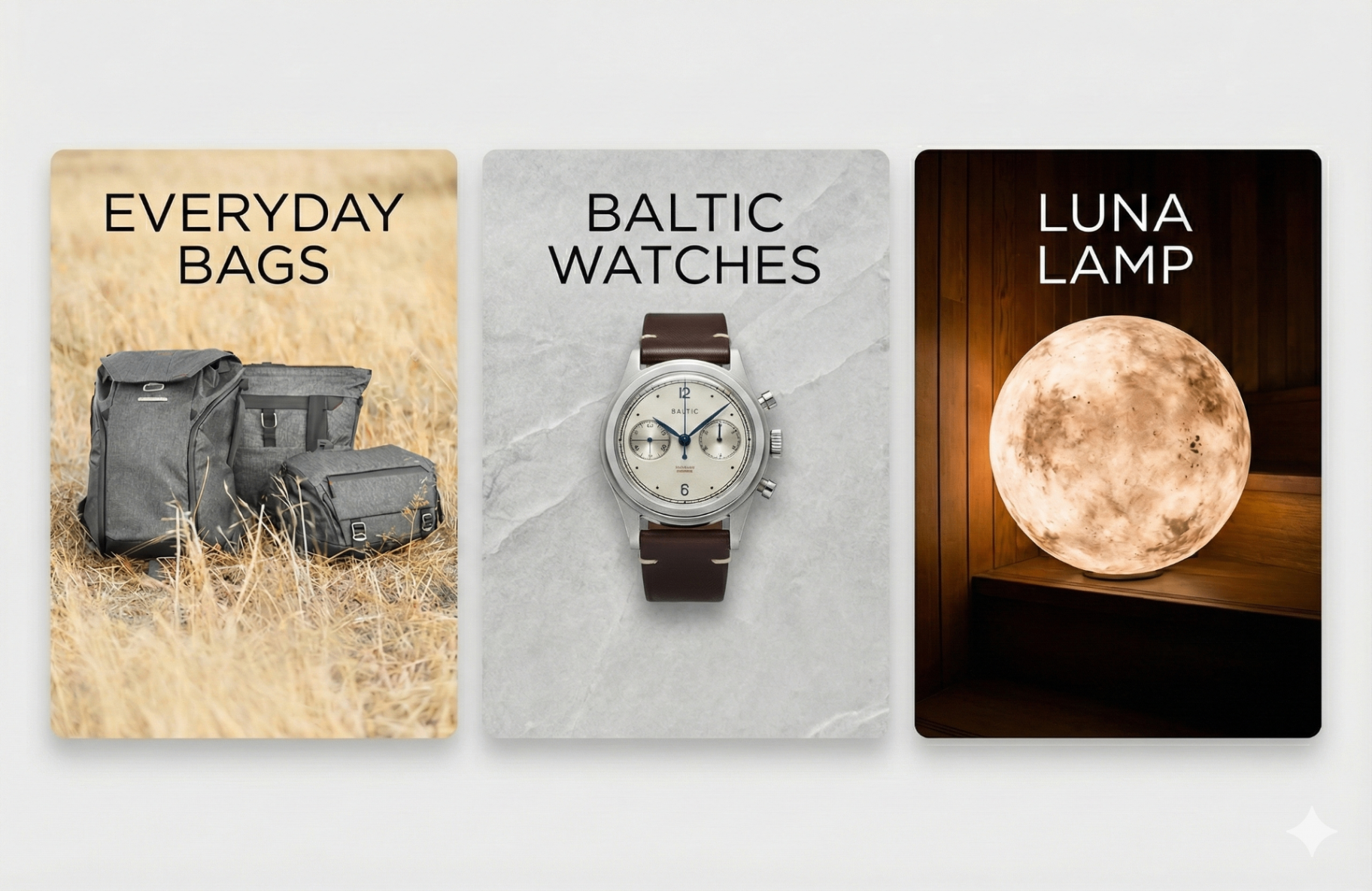 BoostYourCampaign case studies - Everyday Bags, Baltic Watches, and Luna Lamp