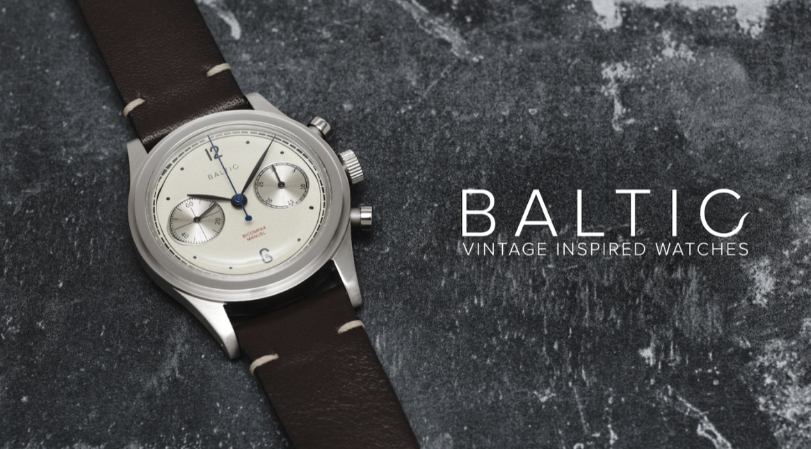 Baltic vintage inspired mechanical watch with leather strap