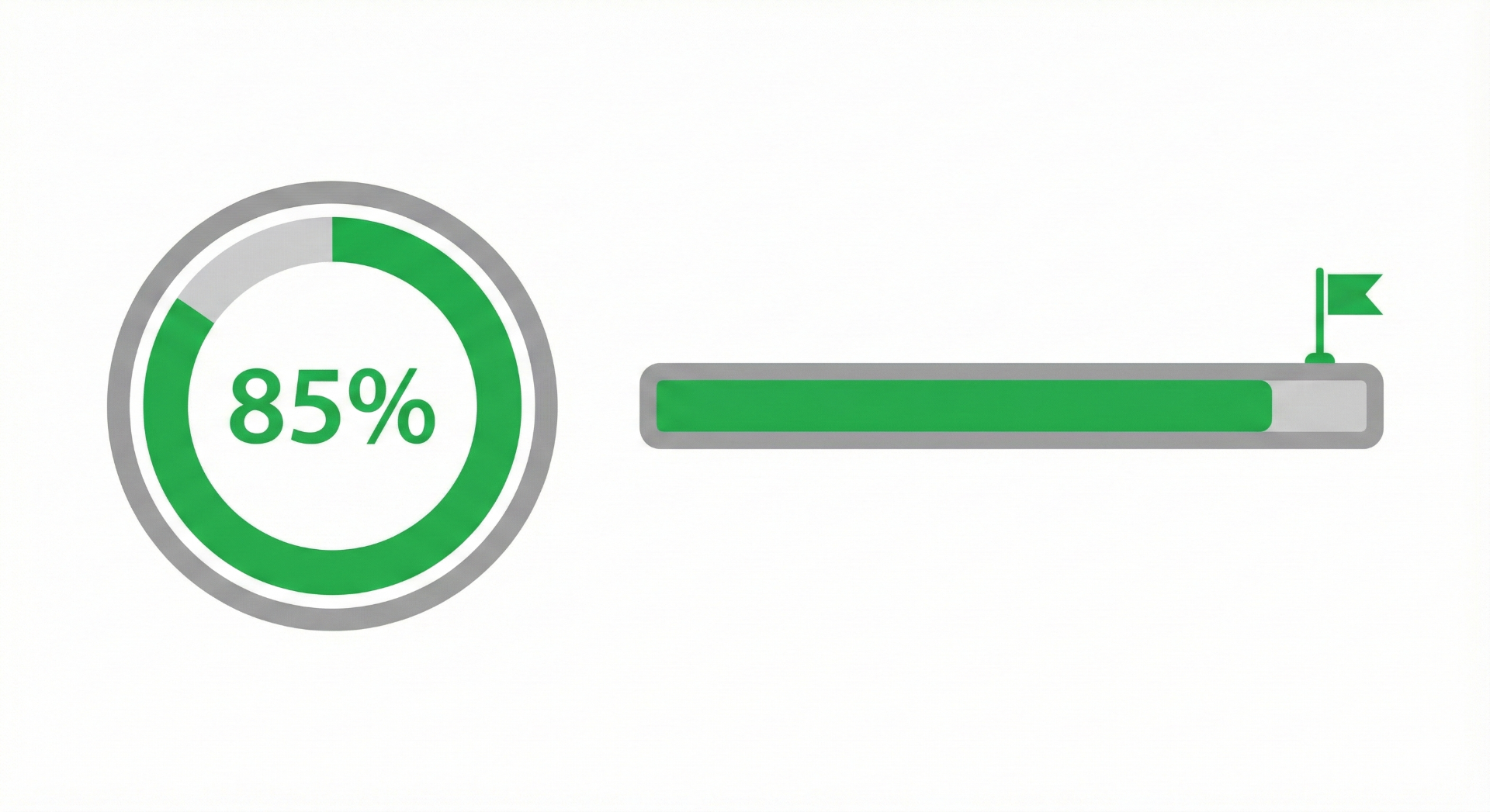 Illustration of a simple countdown timer next to a progress bar approaching a funding goal