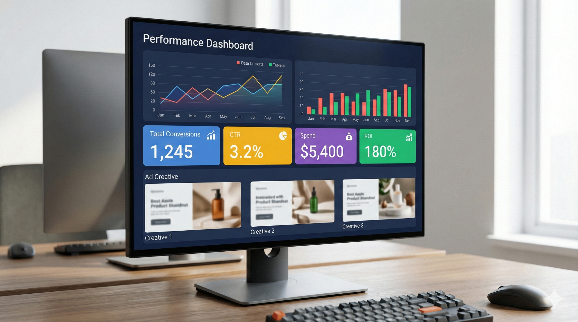 Kickstarter live campaign optimization dashboard 2026 showing performance metrics, total conversions, CTR, ad spend, ROI, and creative testing for crowdfunding ads