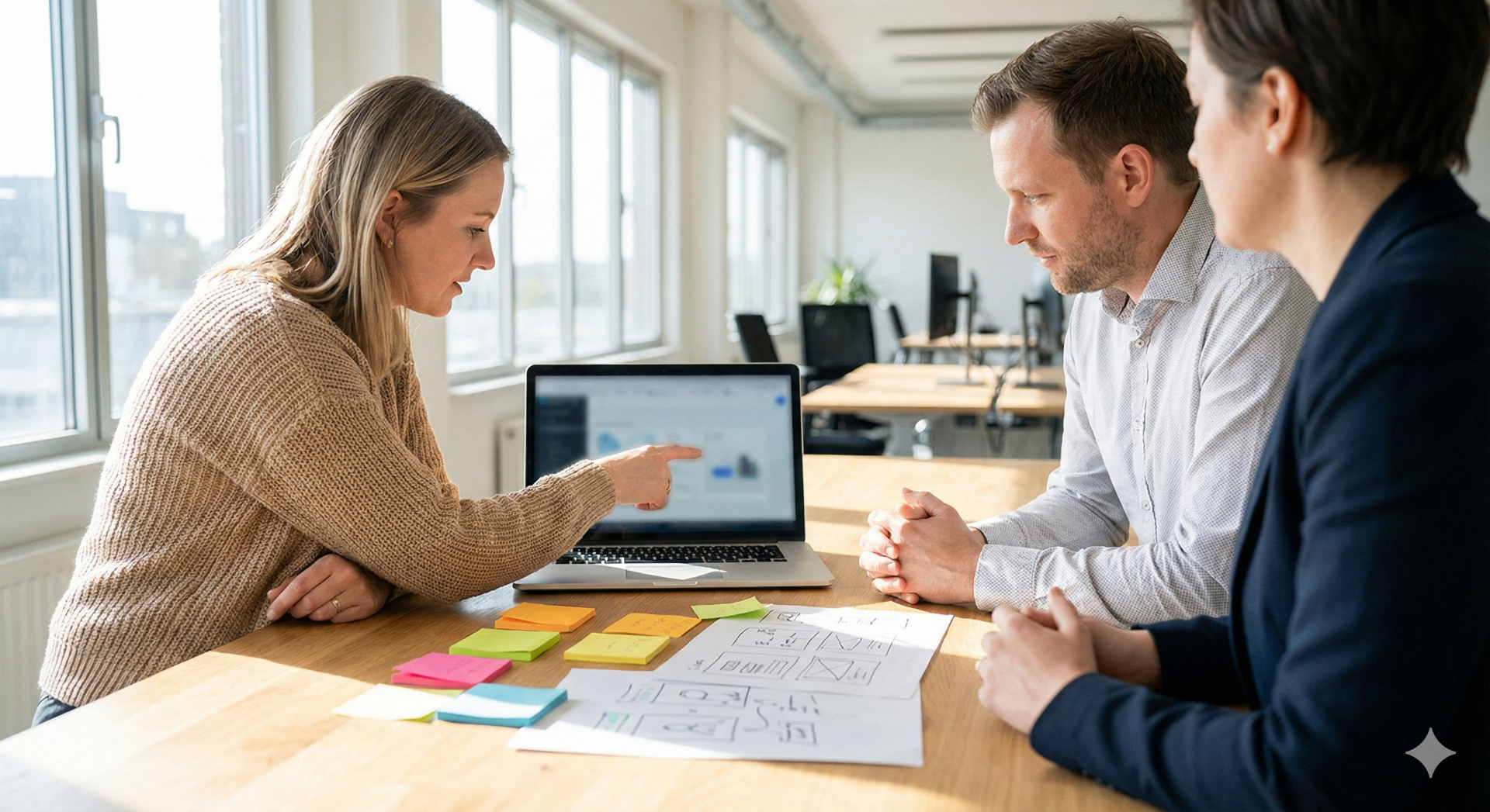 Marketing team planning Kickstarter pre-launch strategy with data dashboards and creative assets