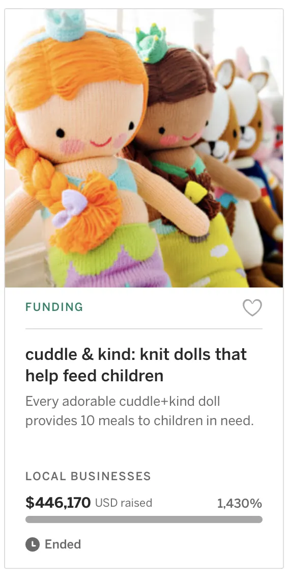 cuddle & kind: knit dolls that help feed children