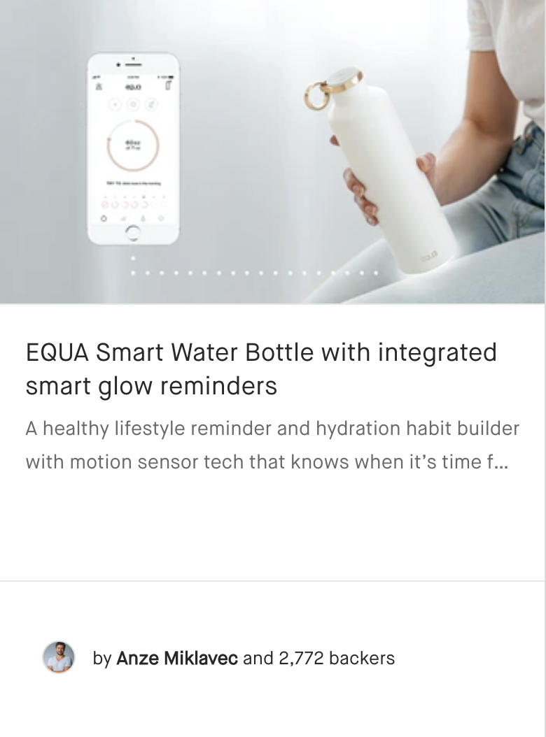 EQUA Smart Water Bottle with integrated smart glow reminders