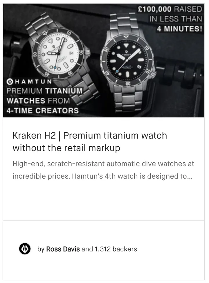 Kraken H2 | Premium titanium watch without the retail markup