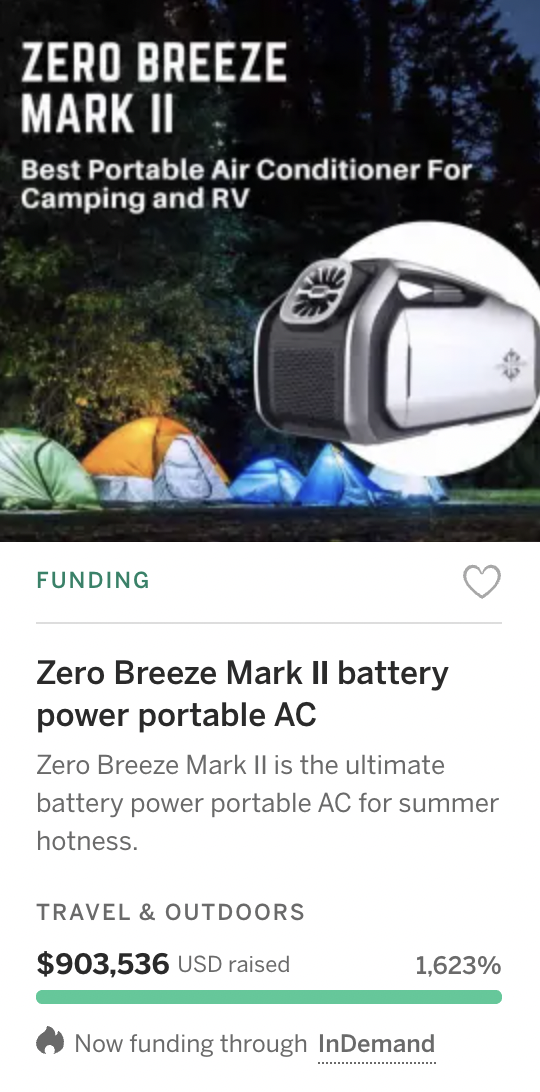 Zero Breeze Mark II battery power portable AC