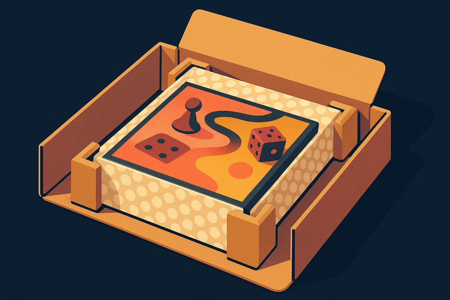 Properly packaged board game shipment with corner protection and correctly sized mailer box