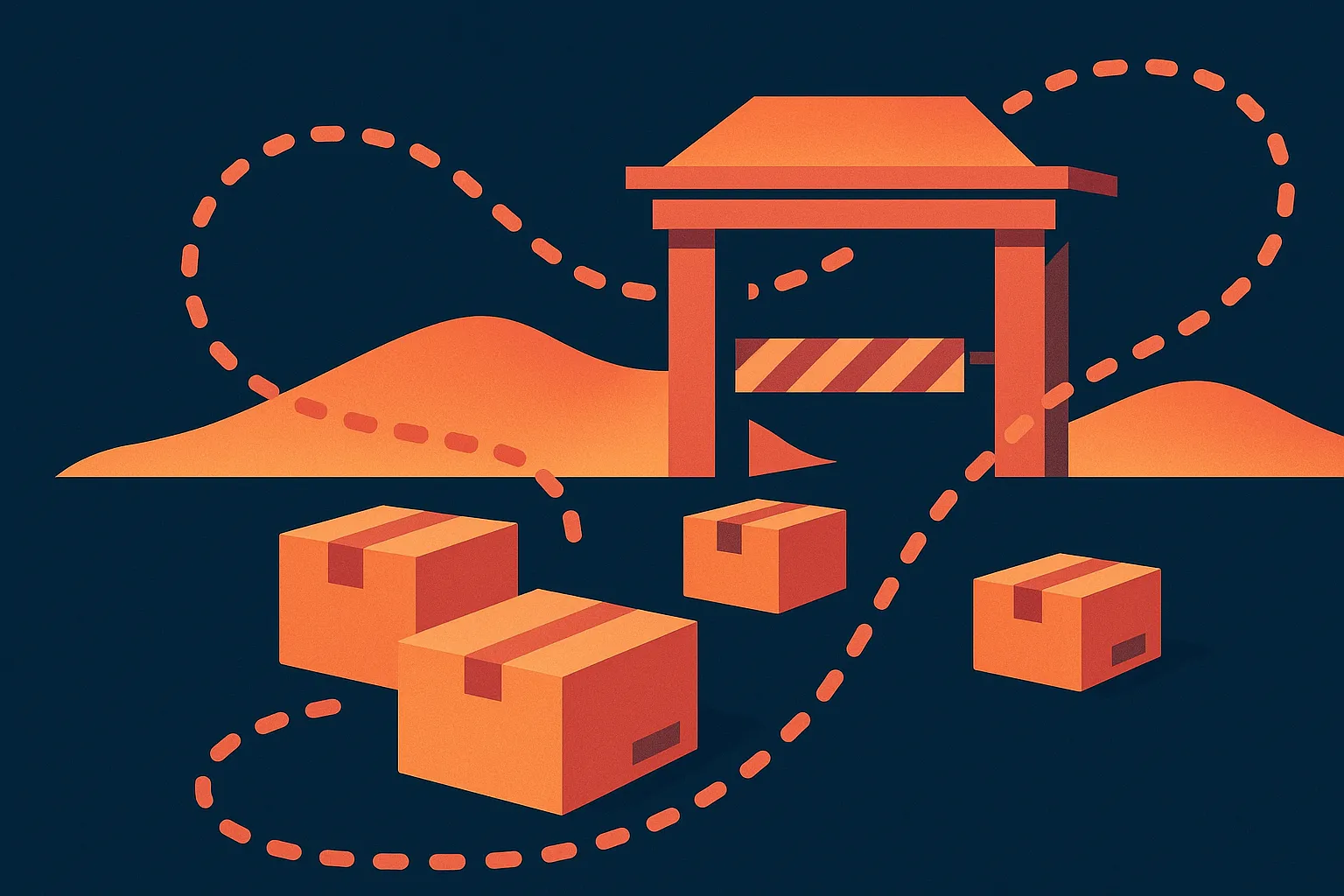 Parcel crossing the Canada-US border with a customs duty label attached during crowdfunding fulfillment