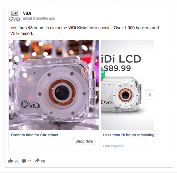 ViDi Kickstarter Campaign Example of Ad Strategy