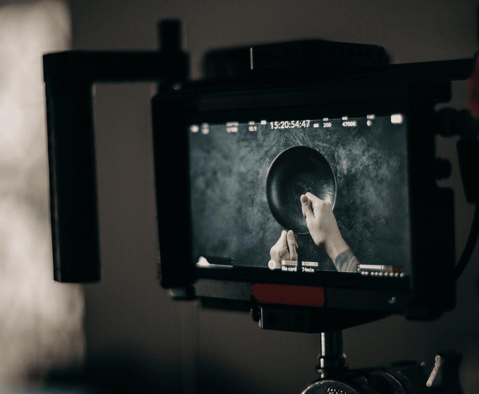 Video production screen showing camera monitor - professional crowdfunding video creation