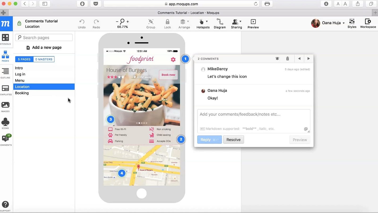 Prototyping and design tools interface