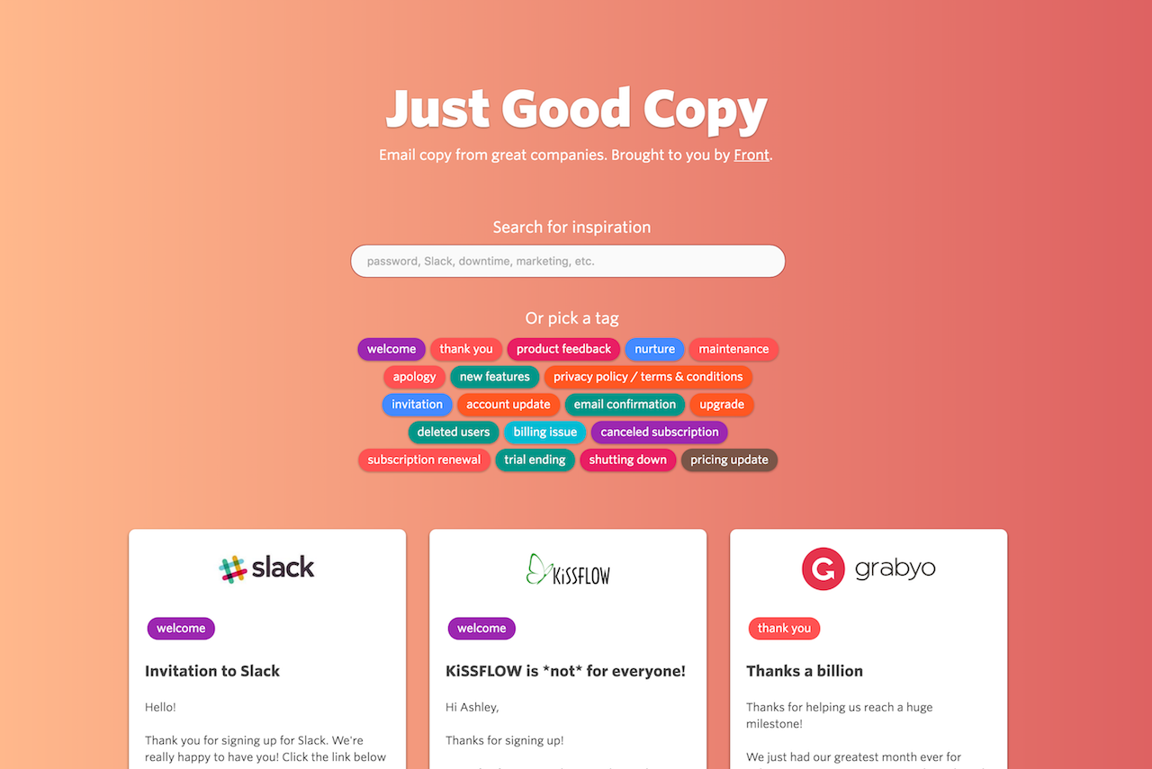 Email Marketing and Copywriting Tools Interface
