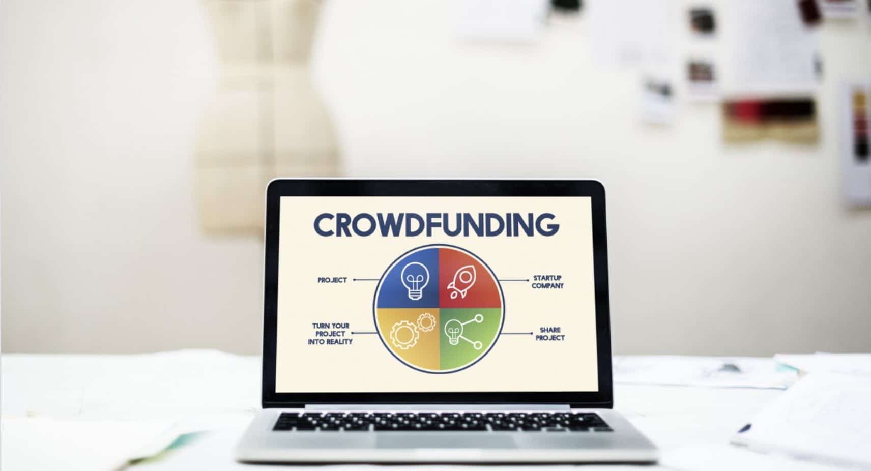 Laptop showing crowdfunding diagram